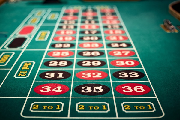 Betting section of a roulette table